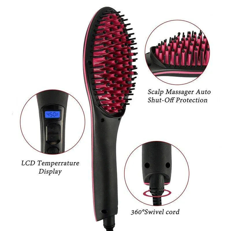 Ceramic Hair Brush Straightner