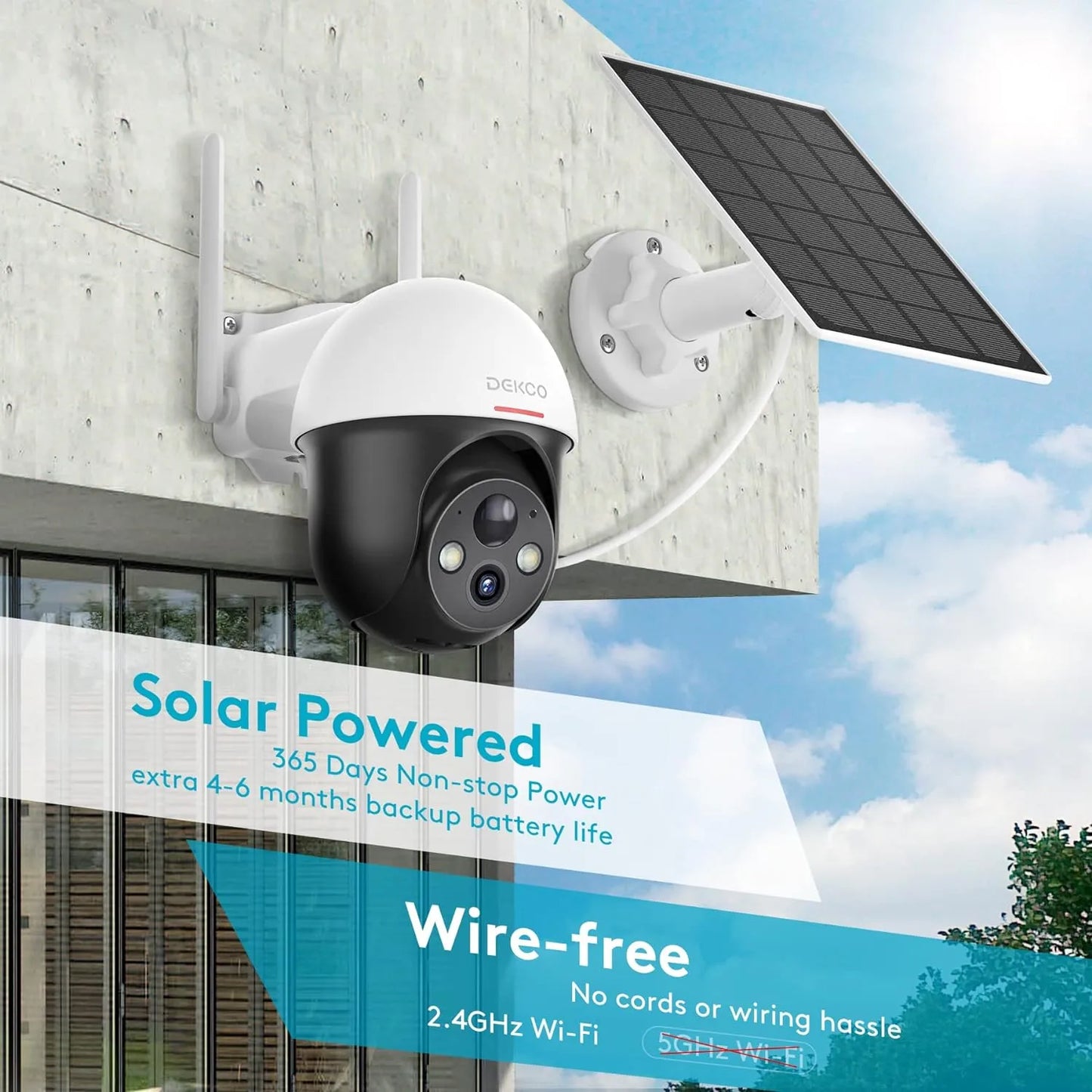 2K Solar Security Camera Wireless Outdoor, 360°